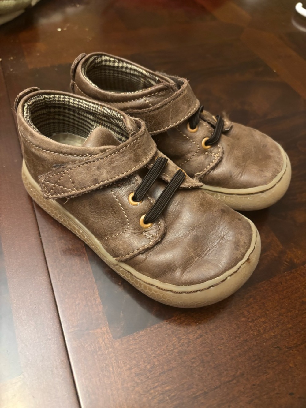Livie & Luca Brown Kids Leather Velcro Sneakers